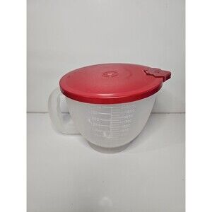 Vintage 1977 Tupperware Mix N Store 2 Qt Batter Bowl Pour Red Measures #500-7